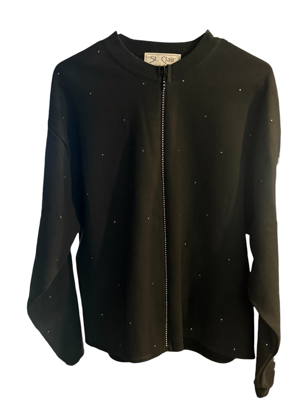 St. Clair International Rhinestone Zip Jacket Sweater - Size Large